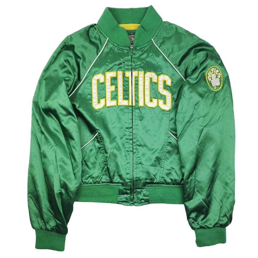 Boston Celtics Vintage Jacket Satin Carl Banks Hardwood Classics NBA Women Large